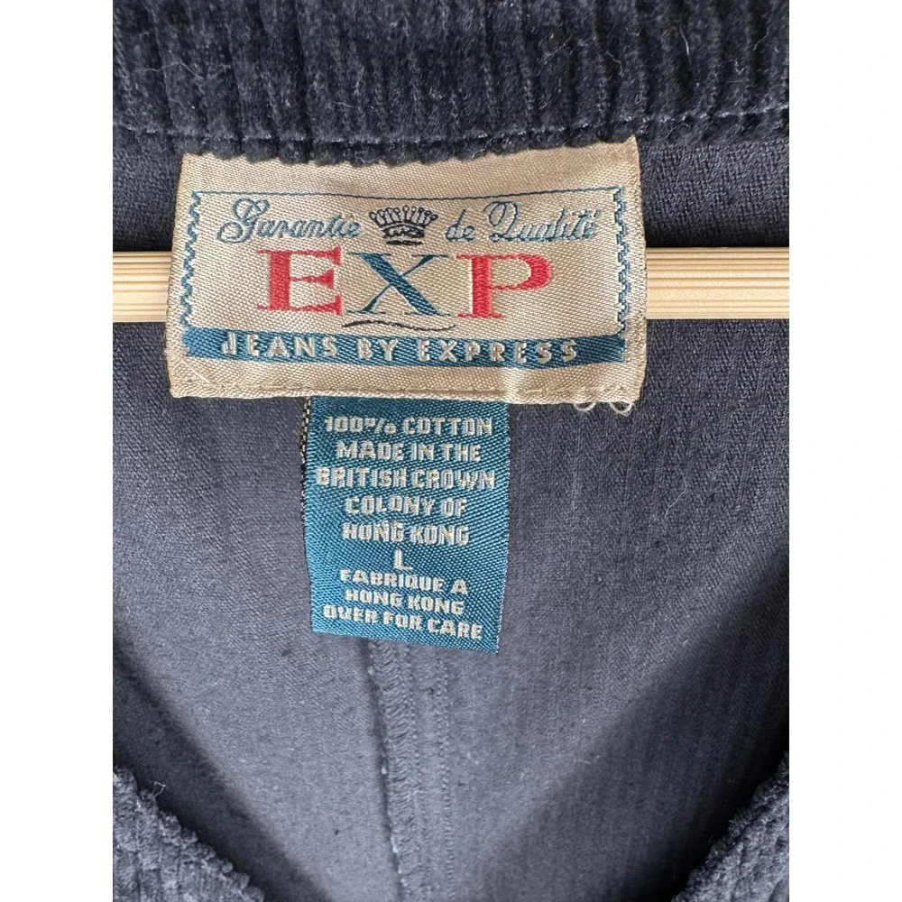 Vintage 90s EXP Jeans by Express Black Corduroy Button Grunge Dark Academia L - Picture 3 of 6